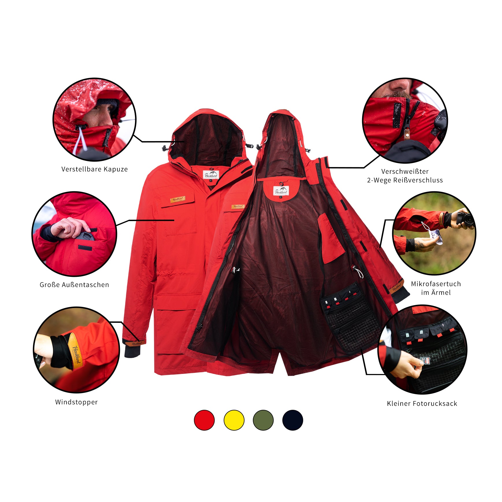 Haukland Classic - 7in1 Set - Outdoor Jacke für Fotografen – Rot