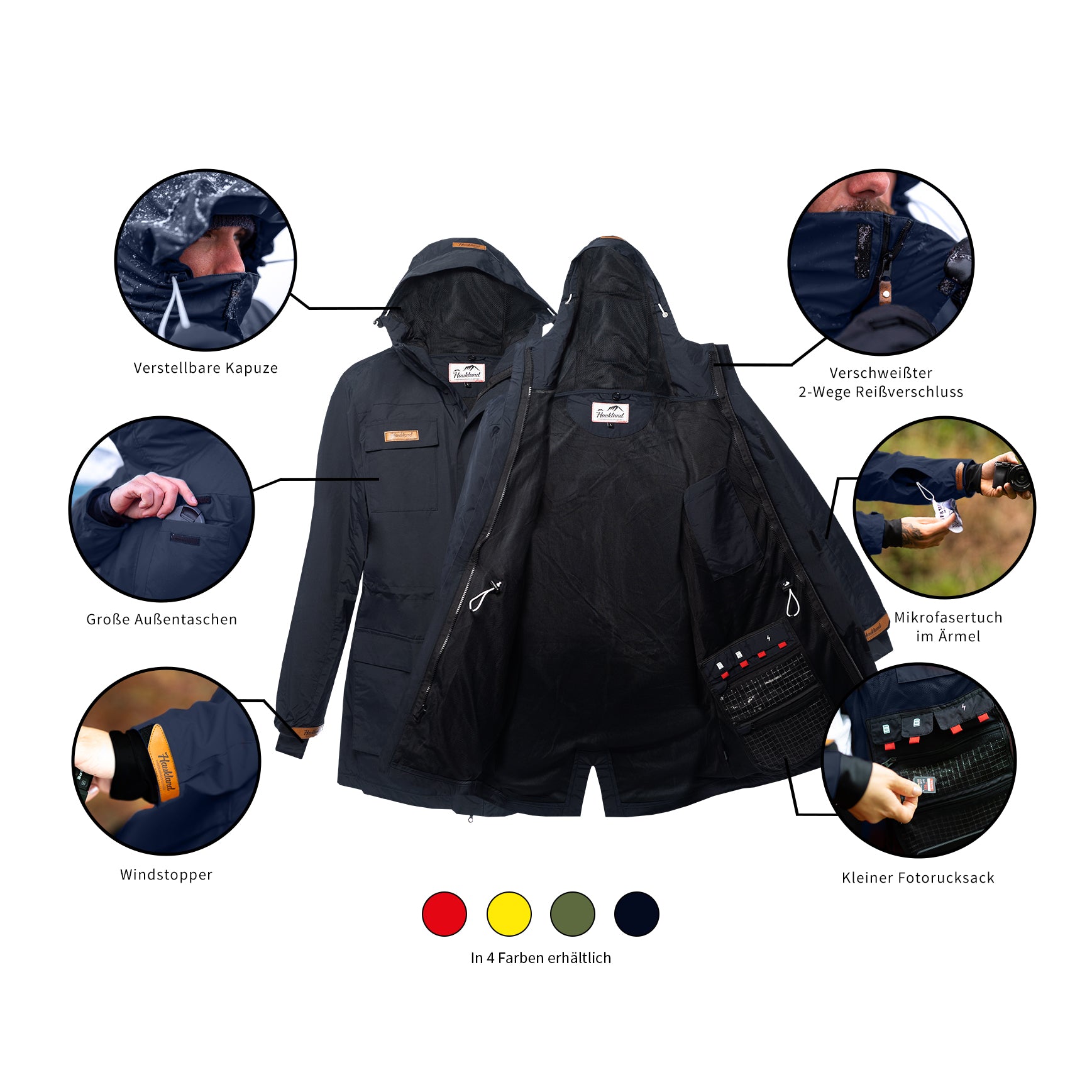 Haukland Classic - 7in1 Set - Outdoor Jacke für Fotografen – Saphir Schwarz