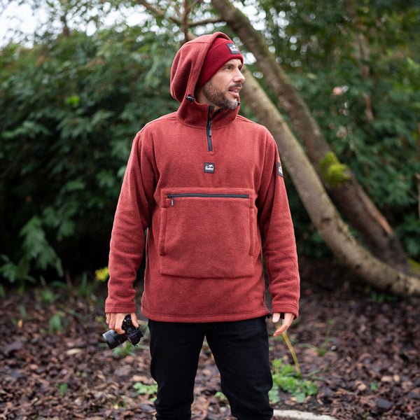 Haukland Fleece Hoodie für Fotografen - Rot